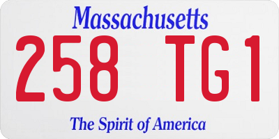 MA license plate 258TG1