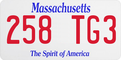 MA license plate 258TG3
