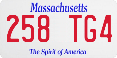 MA license plate 258TG4