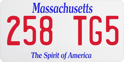 MA license plate 258TG5