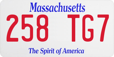 MA license plate 258TG7