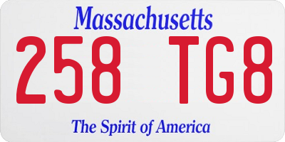 MA license plate 258TG8