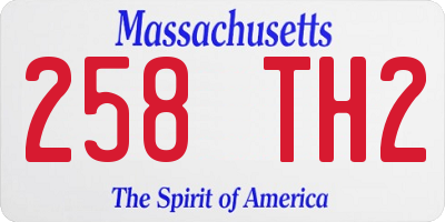 MA license plate 258TH2