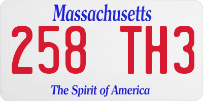 MA license plate 258TH3