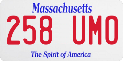 MA license plate 258UM0