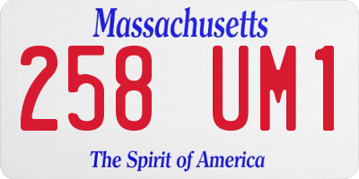 MA license plate 258UM1
