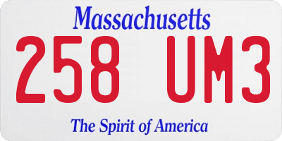 MA license plate 258UM3