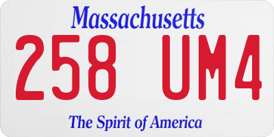 MA license plate 258UM4