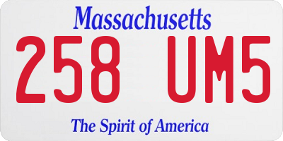 MA license plate 258UM5