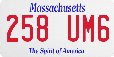 MA license plate 258UM6