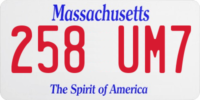 MA license plate 258UM7