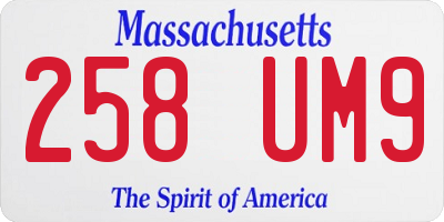 MA license plate 258UM9