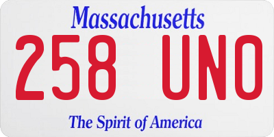 MA license plate 258UN0