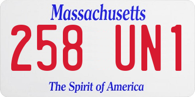 MA license plate 258UN1