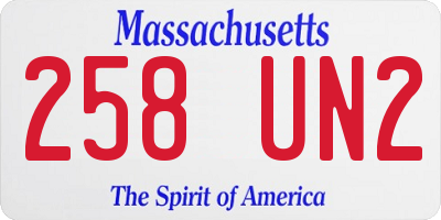 MA license plate 258UN2