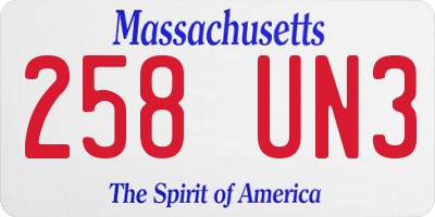 MA license plate 258UN3