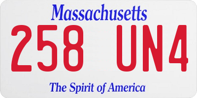 MA license plate 258UN4