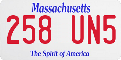 MA license plate 258UN5