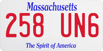 MA license plate 258UN6