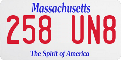 MA license plate 258UN8
