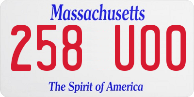 MA license plate 258UO0