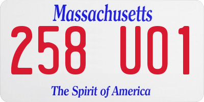 MA license plate 258UO1