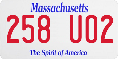 MA license plate 258UO2