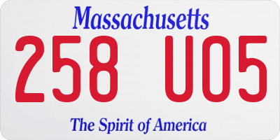 MA license plate 258UO5