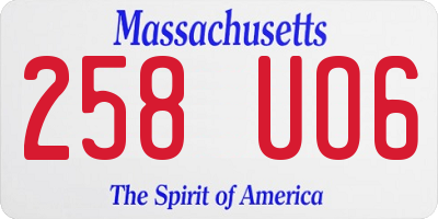 MA license plate 258UO6