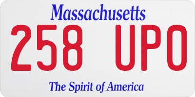 MA license plate 258UP0