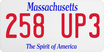 MA license plate 258UP3