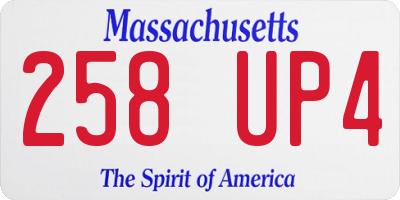 MA license plate 258UP4