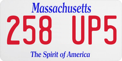 MA license plate 258UP5