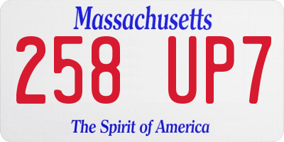 MA license plate 258UP7