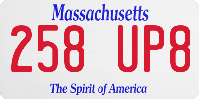 MA license plate 258UP8