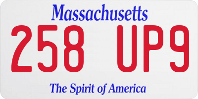 MA license plate 258UP9