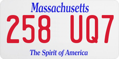 MA license plate 258UQ7