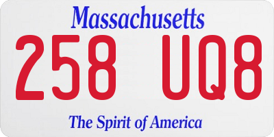 MA license plate 258UQ8