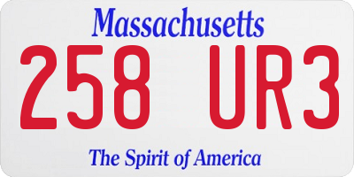 MA license plate 258UR3