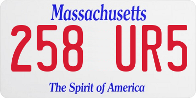 MA license plate 258UR5
