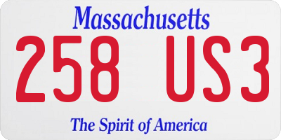 MA license plate 258US3