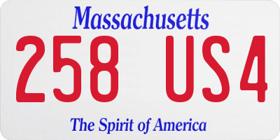 MA license plate 258US4