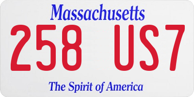 MA license plate 258US7