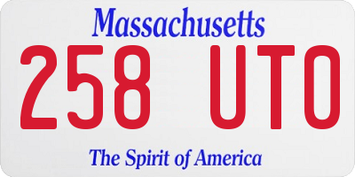 MA license plate 258UT0