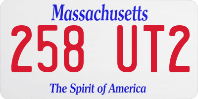 MA license plate 258UT2