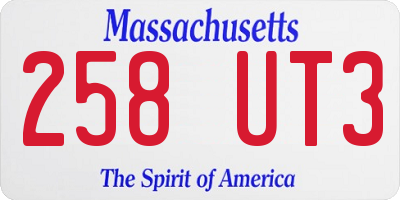 MA license plate 258UT3