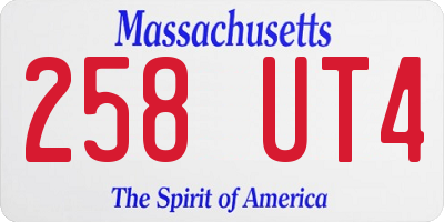 MA license plate 258UT4