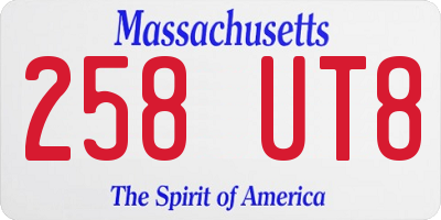 MA license plate 258UT8