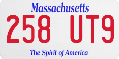 MA license plate 258UT9