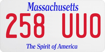 MA license plate 258UU0